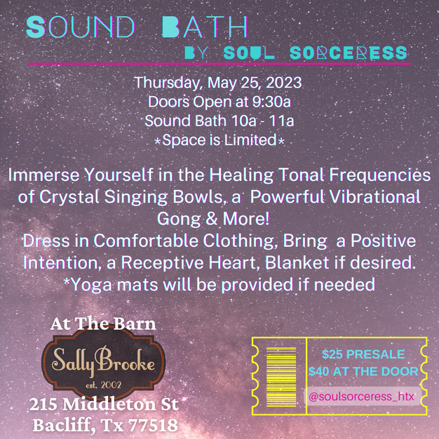 Sound Bath at SallyBrooke Venue